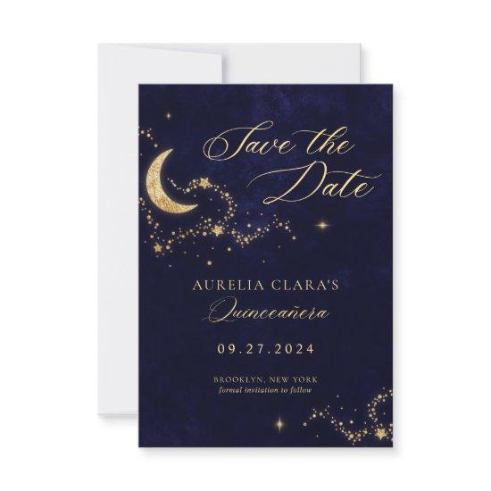 BUDGET Elegant A Night Under the Stars Quinceañera Note Card
