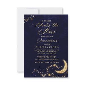 BUDGET Elegant A Night Under the Stars Quinceañera Note Card