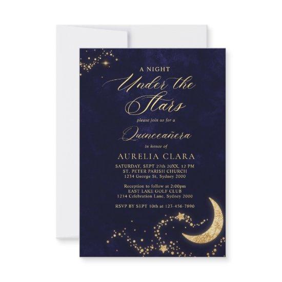BUDGET Elegant A Night Under the Stars Quinceañera Note Card