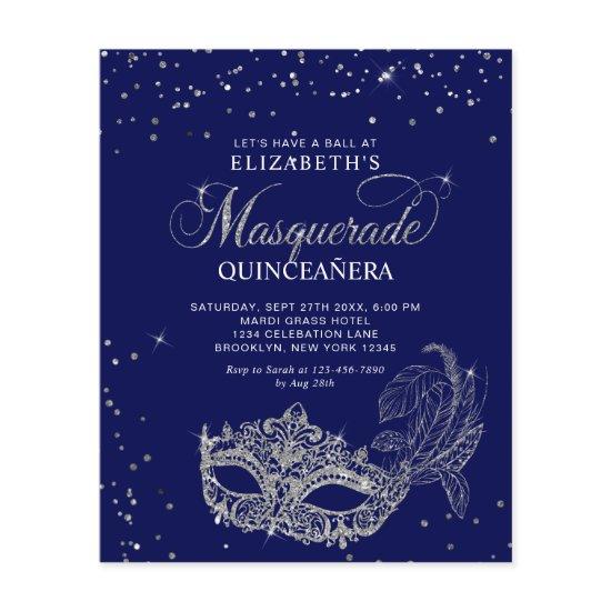 BUDGET Elegant Blue Silver Masquerade Quinceañera