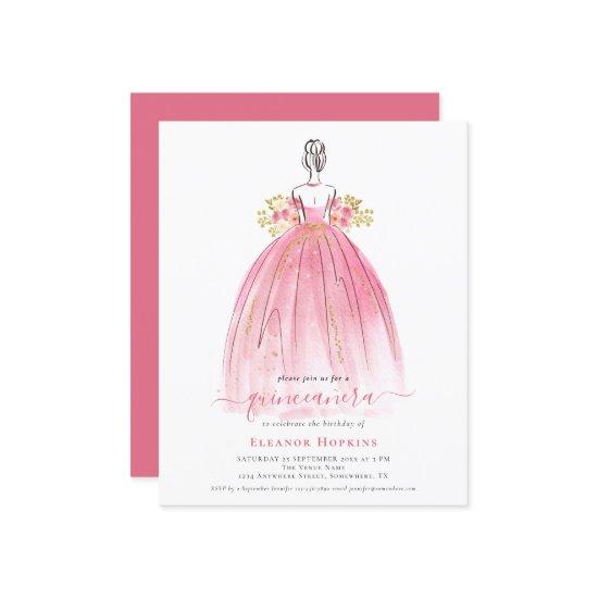 Budget Elegant Dress Pink Quinceanera
