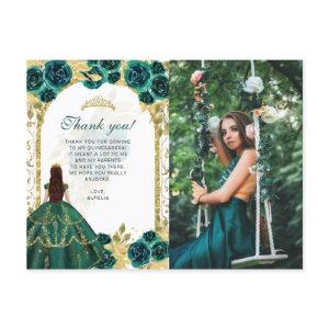 Budget Elegant Emerald Floral Photo Quinceañera Postcard