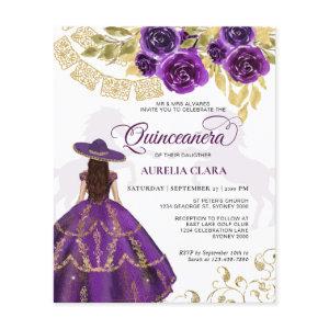 Budget Elegant Floral Purple Horse Quinceañera