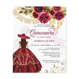 Budget Elegant Floral Ruby Red Horse Quinceañera