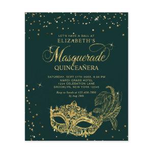 BUDGET Elegant Green Gold Masquerade Quinceañera