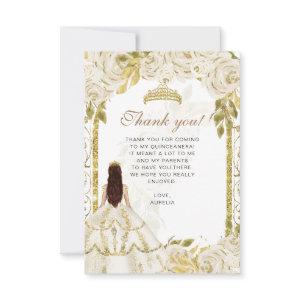 Budget Elegant Ivory Floral Photo Quinceañera Thank You Card