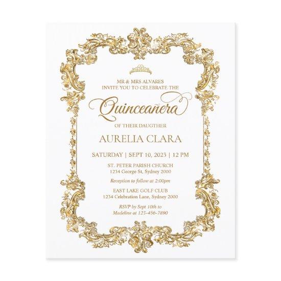 BUDGET Elegant Ivory White Gold Tiara Quinceanera