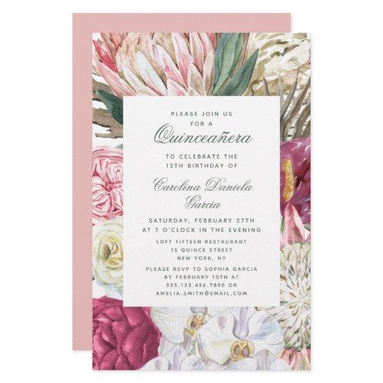 Budget Elegant Quinceañera Watercolor Floral