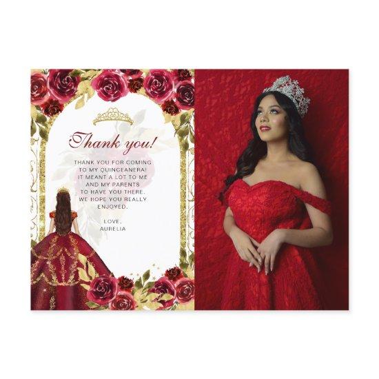 Budget Elegant Red Floral Photo Quinceañera Postcard