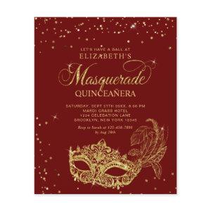 BUDGET Elegant Red Gold Masquerade Quinceañera