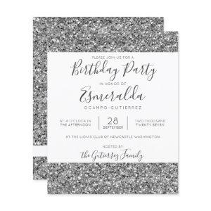 BUDGET Elegant Silver Glitter Birthday