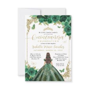 Budget Emerald Green Gold Princess Quinceañera Note Card
