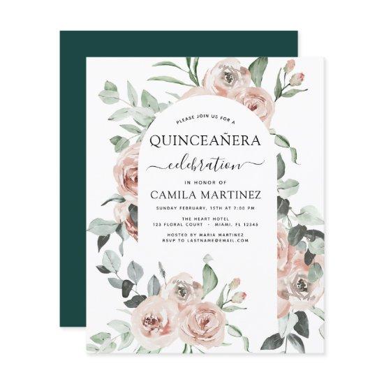 Budget Emerald Green Quinceañera Floral