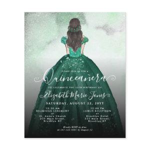 Budget Emerald Green Silver Princess Quinceañera
