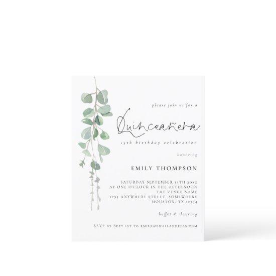 Budget Eucalyptus Script Quinceañera