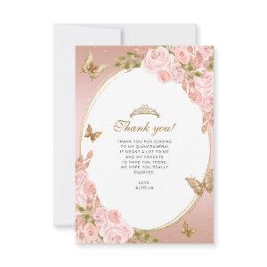 BUDGET Floral Blush Butterfly Quinceanera Photo Note Card