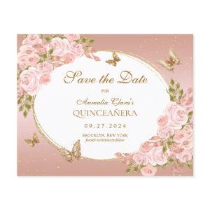 BUDGET Floral Blush Pink Gold Butterfly Mis Quince