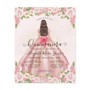 Budget Floral Blush Pink Gold Princess Quinceanera