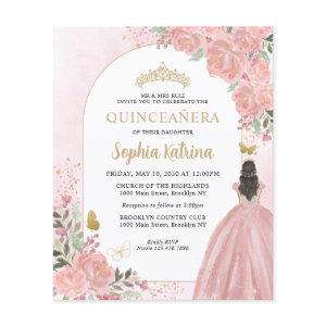 Budget Floral Blush Pink Gold Princess Quinceanera