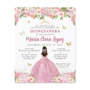 Budget Floral Blush Pink Gold Princess Quinceanera