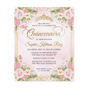Budget Floral Blush Pink Gold Tiara Quinceañera