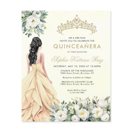 Budget Floral Botanical Gold Princess Quinceañera