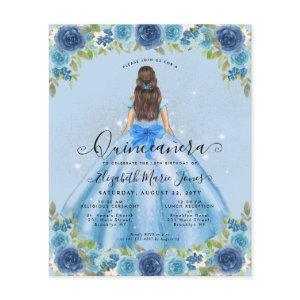 Budget Floral Dusty Blue Gray Princess Quinceanera