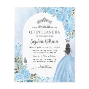 Budget Floral Dusty Blue Princess Quinceanera