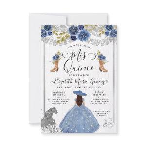 Budget Floral Dusty Blue Silver Charra Quinceanera Note Card