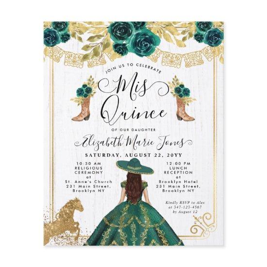 Budget Floral Emerald Green Charra Quinceanera