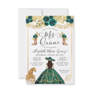 Budget Floral Emerald Green Charra Quinceanera Note Card