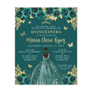 Budget Floral Emerald Green Princess Quinceanera