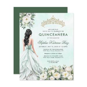 Budget Floral Emerald Green Princess Quinceañera