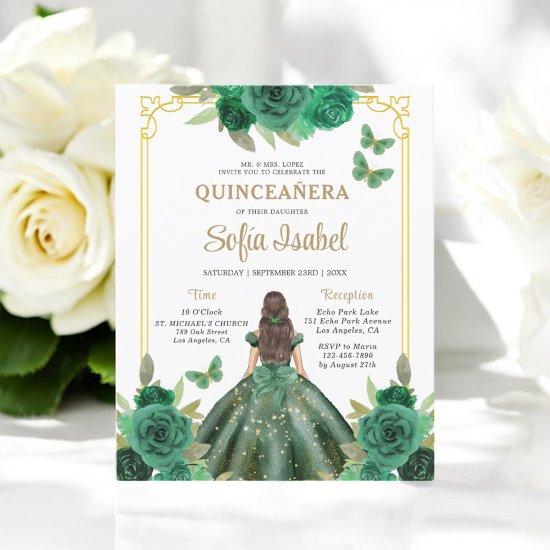 Budget Floral Emerald Green Quinceanera