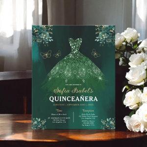 Budget  Floral Green Bilingual Spanish Quinceanera Flyer