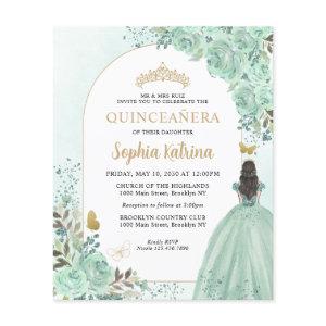 Budget Floral Green Gold Chic Princess Quinceanera