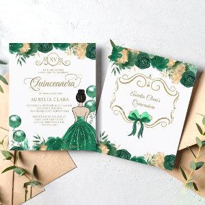 BUDGET Floral Green Gold Princess XV Quinceanera