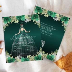 Budget Floral Green Gown Dress QR Code Quinceanera