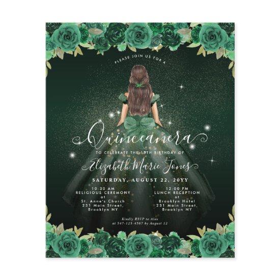 Budget Floral Green Princess Birthday Quinceanera