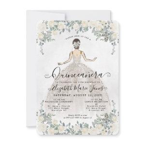 Budget Floral Ivory Princess Birthday Quinceanera Note Card