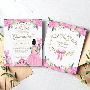 BUDGET Floral Pink Gold Princess XV Quinceanera