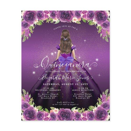 Budget Floral Purple Gold Princess Quinceanera