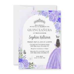 Budget Floral Purple Gray Princess Quinceanera Note Card