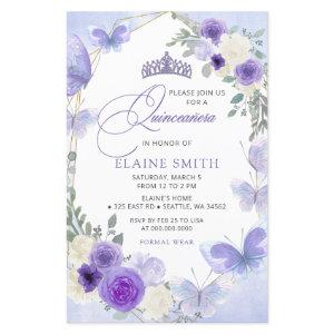 Budget Floral Purple Lilac Butterflies Quinceanera