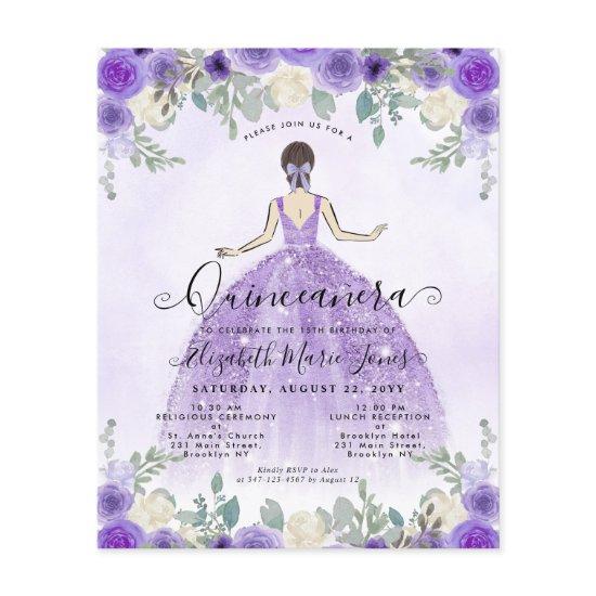 Budget Floral Purple Princess Birthday Quinceanera
