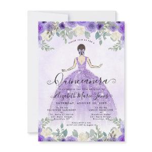 Budget Floral Purple Princess Birthday Quinceanera Note Card