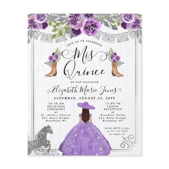 Budget Floral Purple Silver Charra Quinceanera
