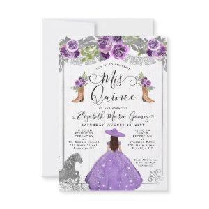 Budget Floral Purple Silver Charra Quinceanera Note Card