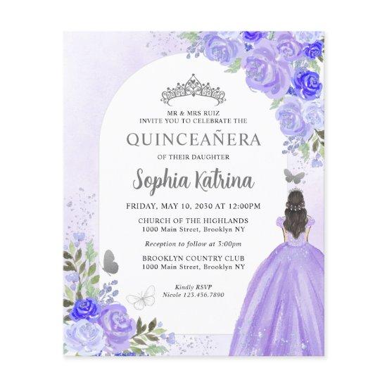 Budget Floral Purple Violet Princess Quinceanera