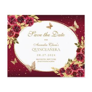 BUDGET Floral Red Gold Butterfly Quinceanera